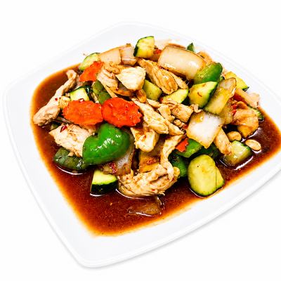 Kung pao with peanuts, zucchini and chili — spicy Thai entrees Billings Montana