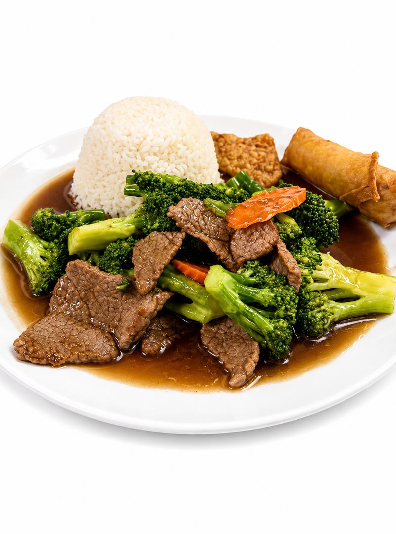 Broccoli beef lunch plate — Thai lunch specials Billings Montana